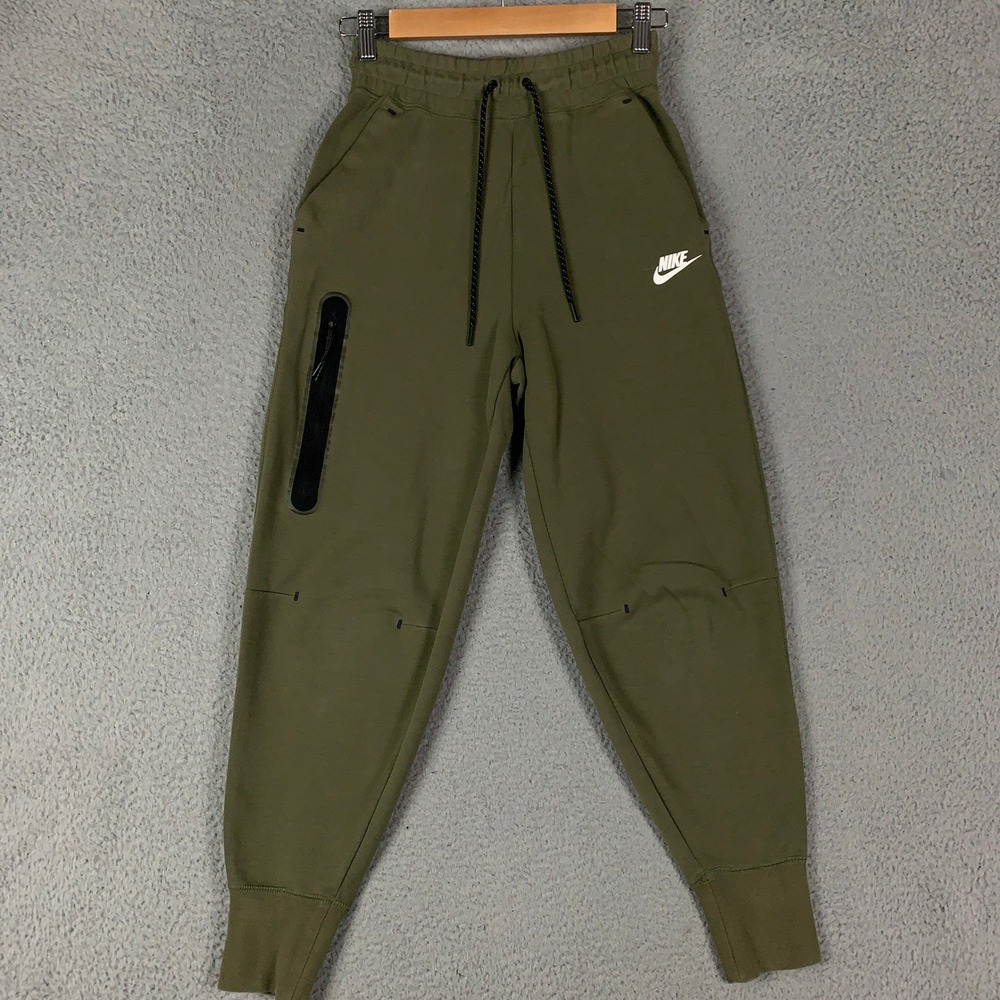 Nike Tech Fleece Jogger Pants Womens XS Olive Green Slim Fit Athletic Sportswear